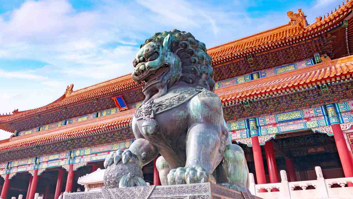 statua leone cinese