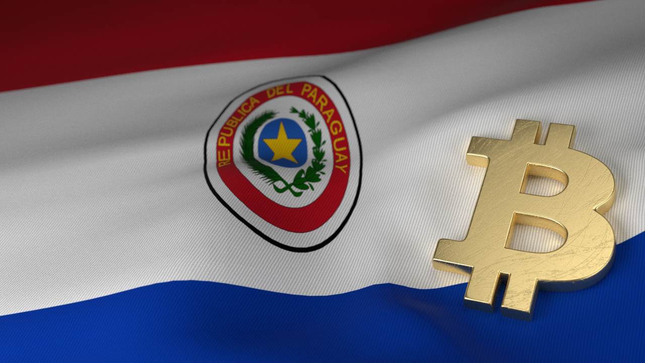 Bandiera Paraguay e simbolo Bitcoin