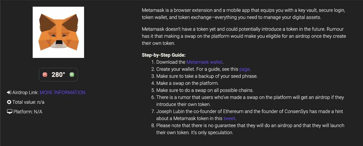 twitter metamask airdrop token 