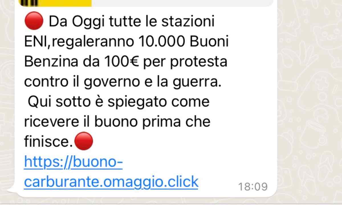 buono carburante truffa 