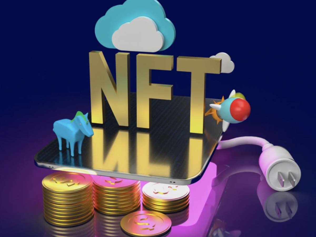 NTF scritta con animazioni varie stile cartoon