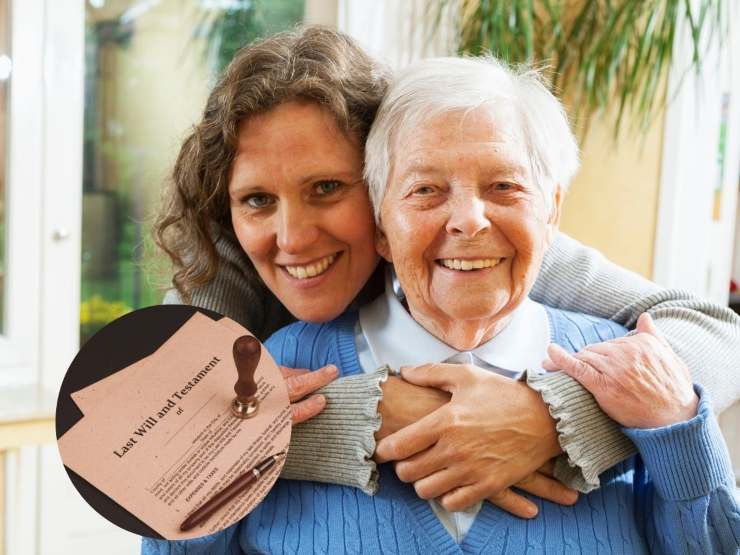 Caregiver - donna che abbraccia una signora anziana
