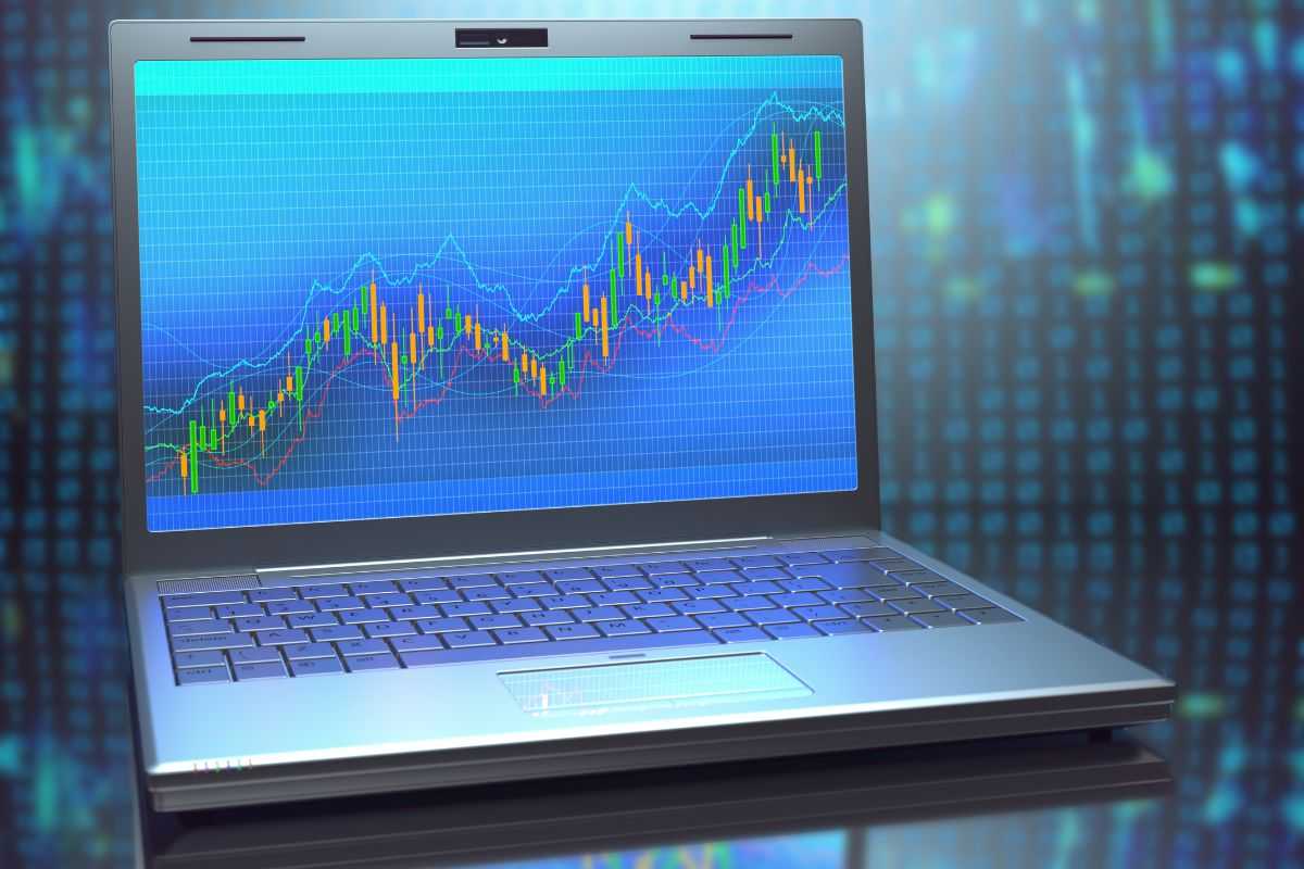 Monitor con grafico azionario