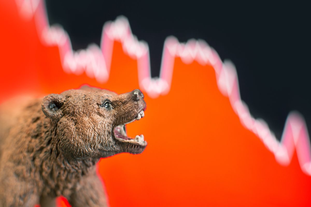 Orso con grafico in rosso