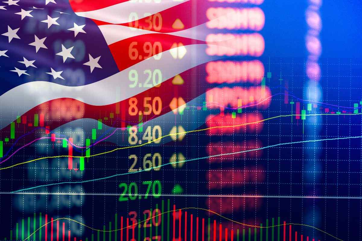 Bandiera americana e prezzi azionari