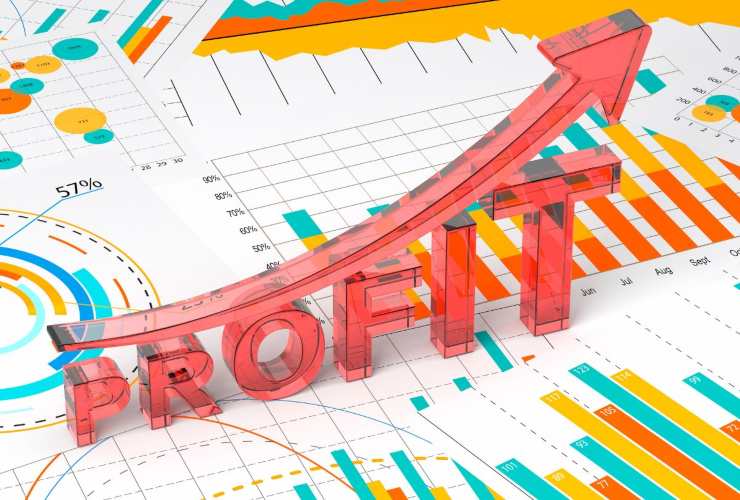 Scritta profitto su dati e diagrammi