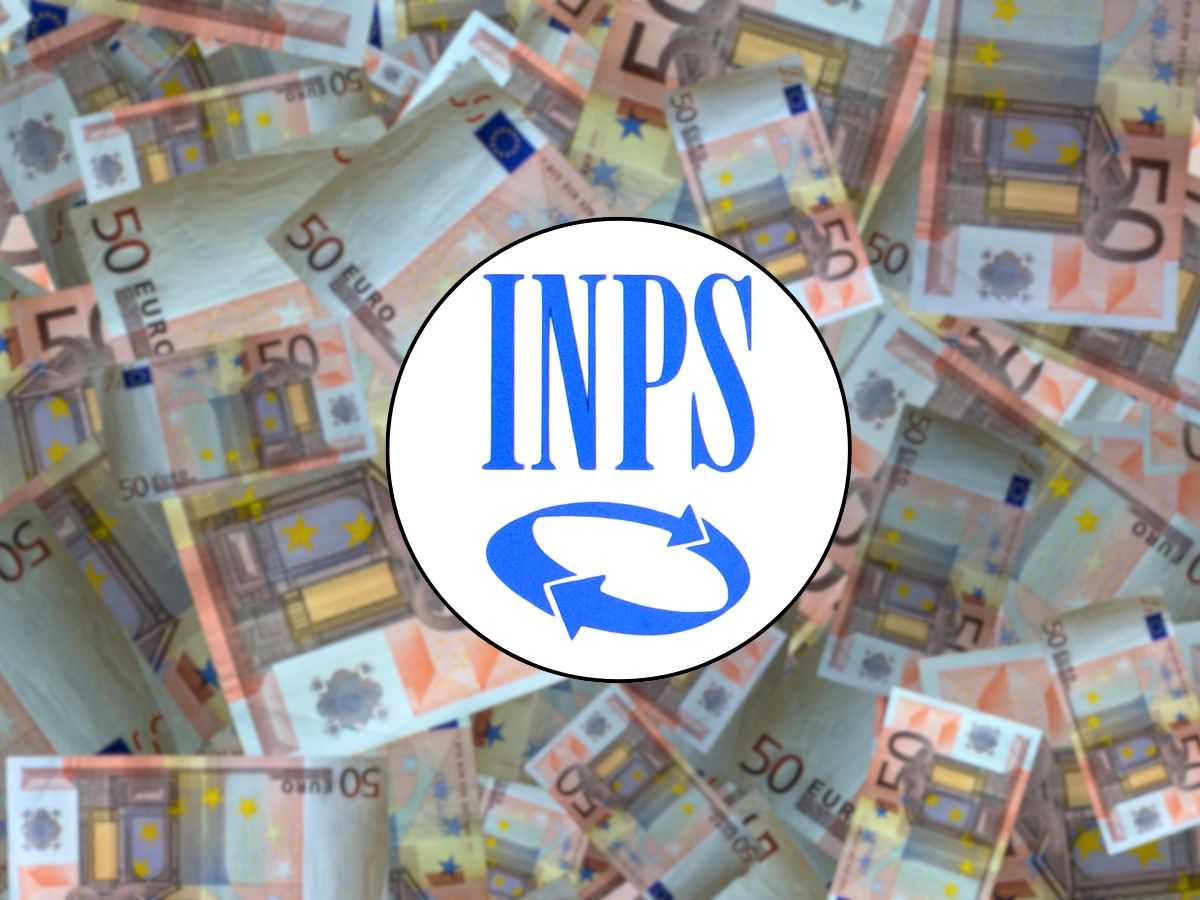 sfondo banconote 50 euro e tondo con logo INPS