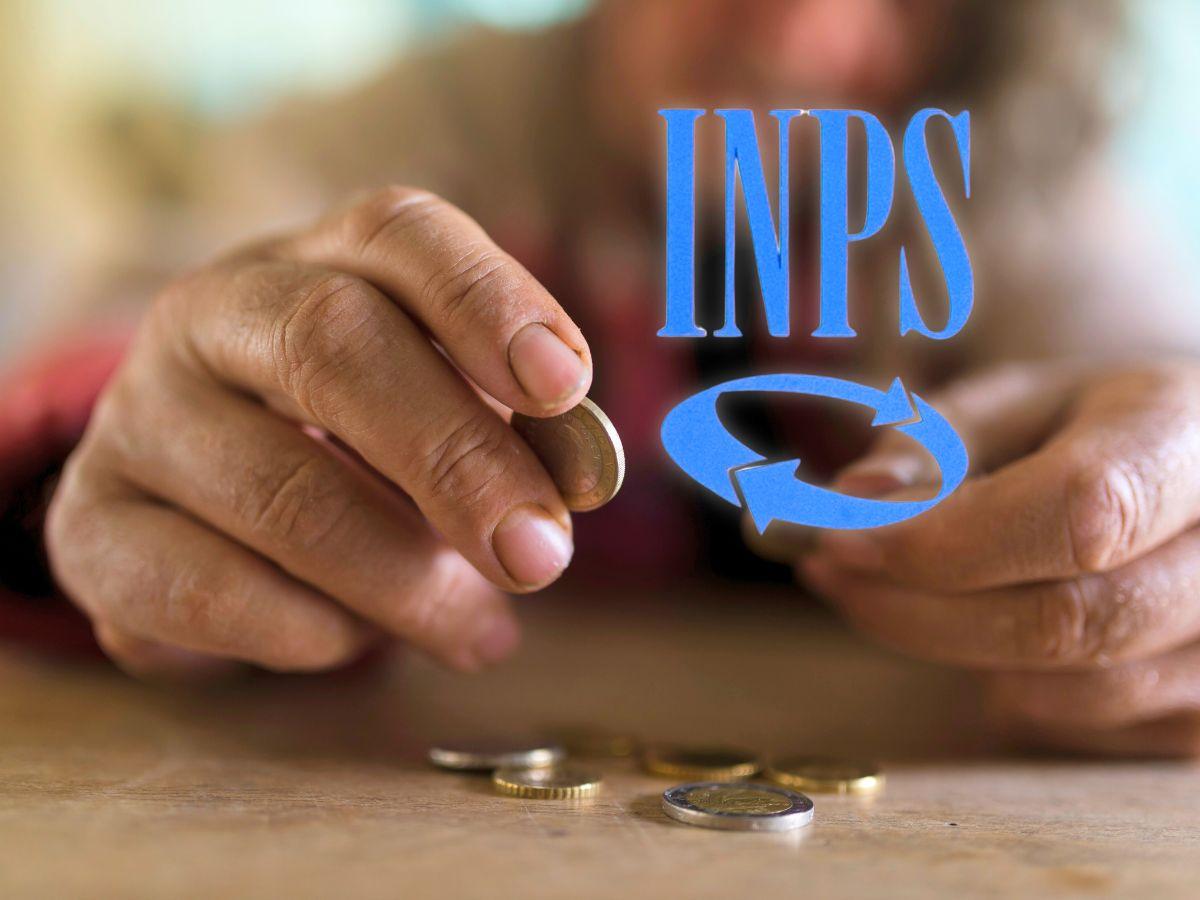 sfondo anziano con spiccioli e logo INPS