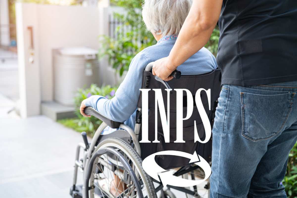 caregiver e disabile e scritta inps