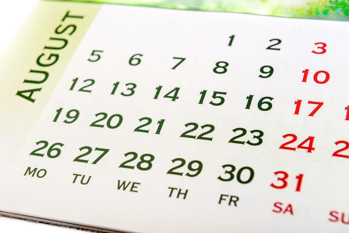 Calendario agosto