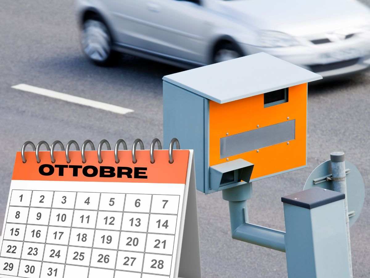 sfondo autovelox che fotografa macchina e calendario di ottobre