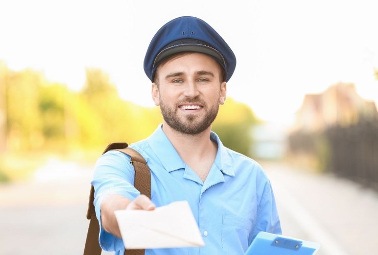 postino che consegna lettera