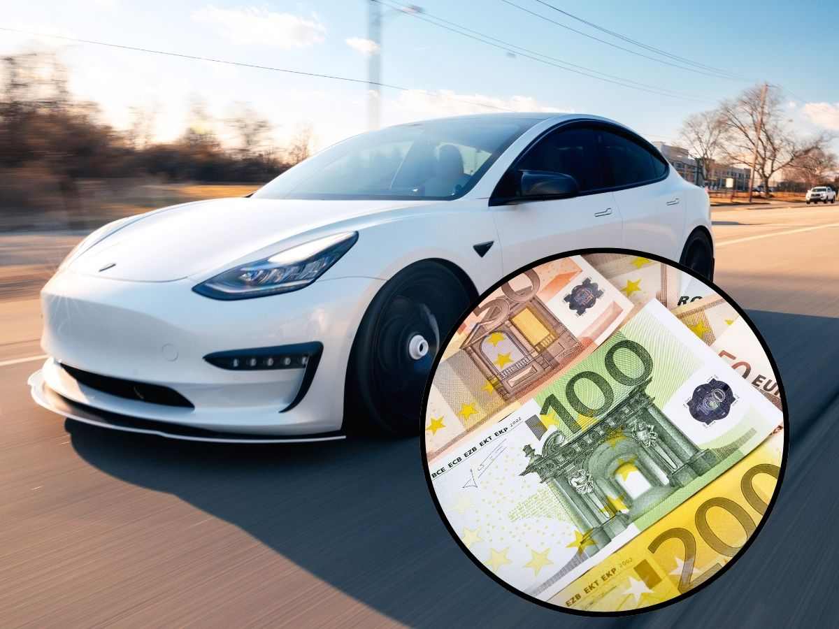 sfondo auto e tondo con banconote euro