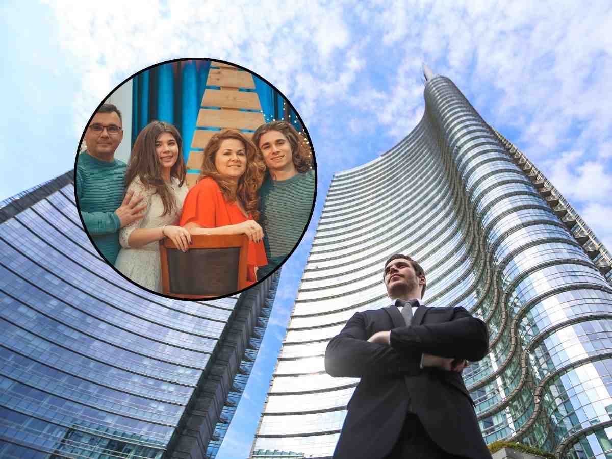 sfondo imprenditore e tondo con parenti