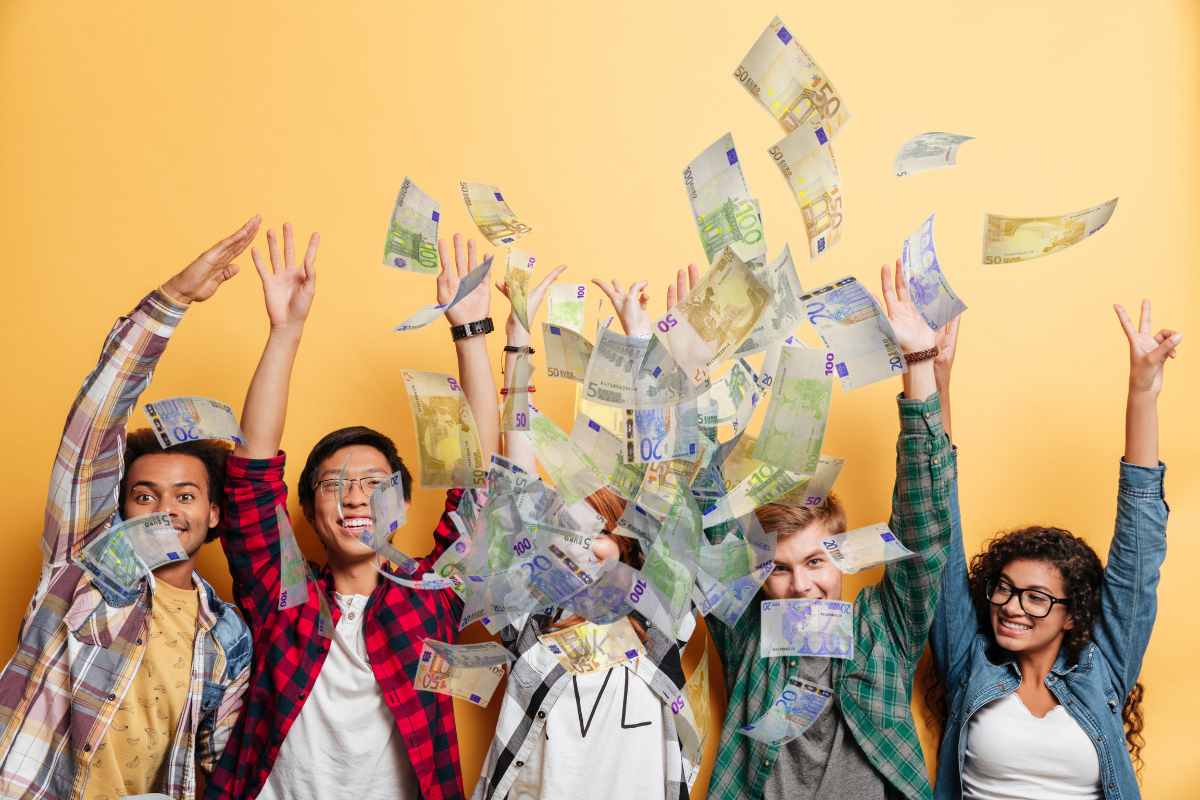 pioggia euro persone felici