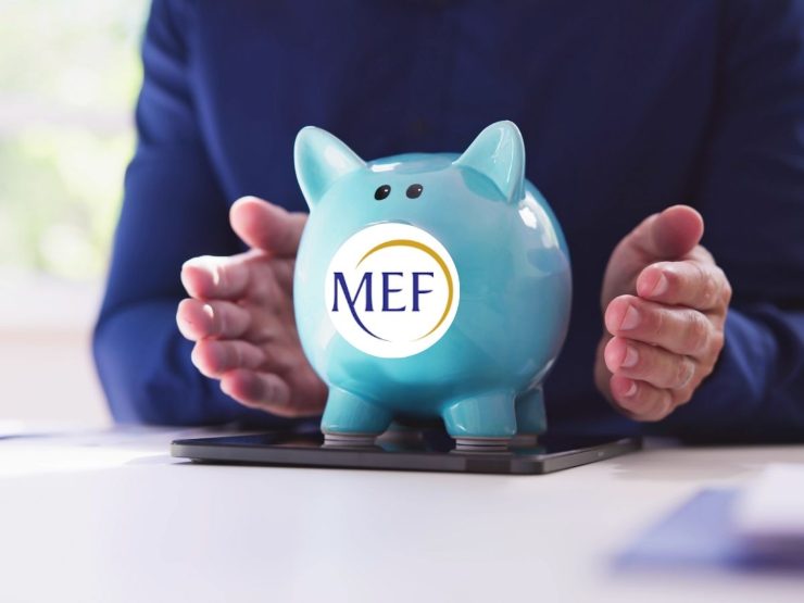 Salvadanaio a porcellino con il logo del MEF